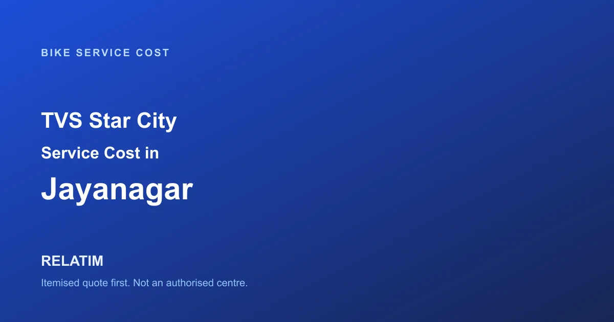 TVS Star City Service Cost in Jayanagar, Bangalore